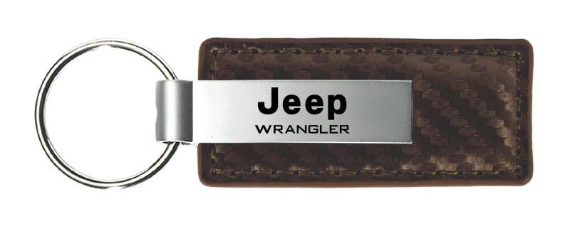 Jeep Wrangler Carbon Fiber Leather Key Fob - Taupe