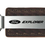 Ford Explorer Carbon Fiber Leather Key Fob - Taupe