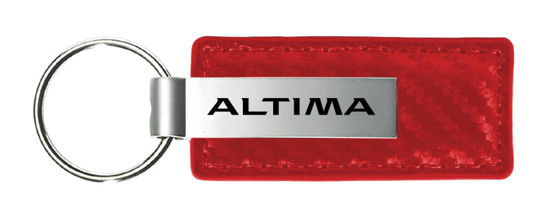 Nissan Altima Carbon Fiber Leather Key Fob - Red