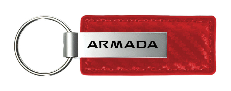 Nissan Armada Carbon Fiber Leather Key Fob - Red