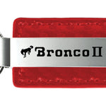 Ford Bronco II Carbon Fiber Leather Key Fob - Red