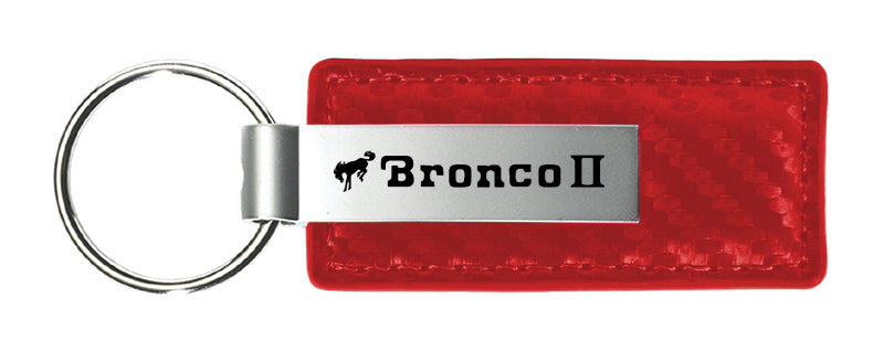 Ford Bronco II Carbon Fiber Leather Key Fob - Red