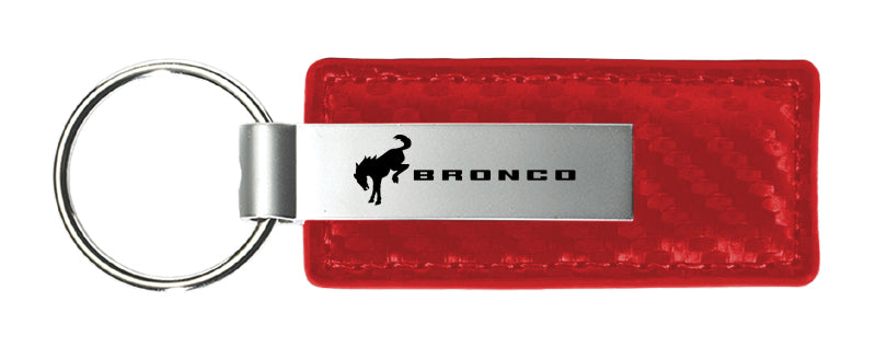 Ford Bronco 2020 Carbon Fiber Leather Key Fob - Red