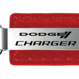 Dodge Charger Carbon Fiber Leather Key Fob - Red