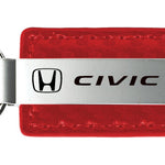 Honda Civic Carbon Fiber Leather Key Fob - Red