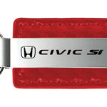 Honda Civic SI Carbon Fiber Leather Key Fob - Red