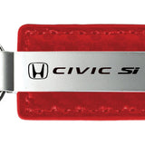 Honda Civic SI Carbon Fiber Leather Key Fob - Red