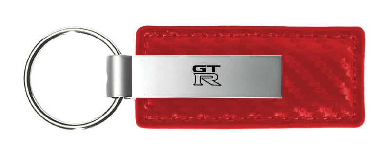 Nissan GTR Carbon Fiber Leather Key Fob - Red