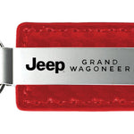 Jeep Grand Wagoneer Carbon Fiber Leather Key Fob - Red