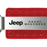 Jeep Grand Wagoneer Carbon Fiber Leather Key Fob - Red