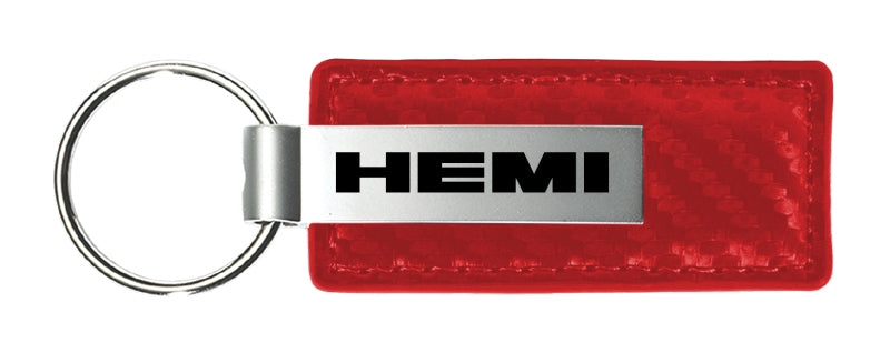 Mopar Hemi Carbon Fiber Leather Key Fob - Red