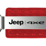 Jeep 4xe Carbon Fiber Leather Key Fob - Red