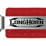 Ram Longhorn Laramie Carbon Fiber Leather Key Fob - Red