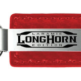 Ram Longhorn Laramie Carbon Fiber Leather Key Fob - Red