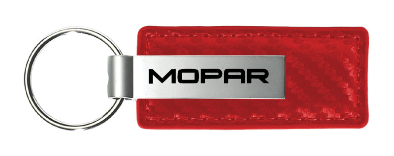 Mopar Carbon Fiber Leather Key Fob - Red