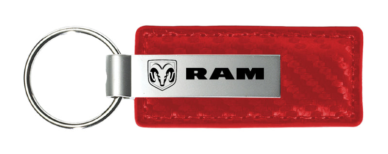 Ram Carbon Fiber Leather Key Fob - Red