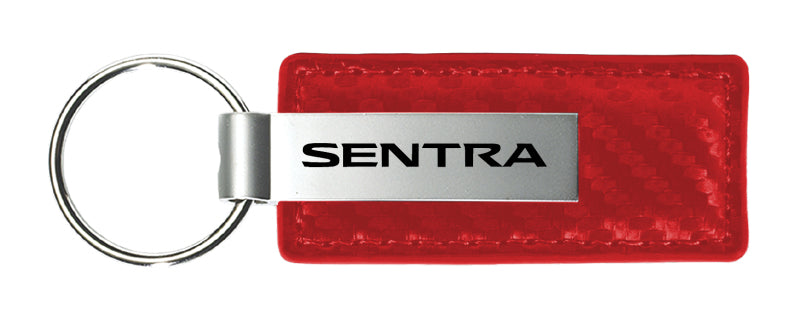 Nissan Sentra Carbon Fiber Leather Key Fob - Red