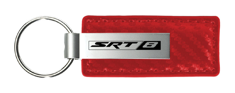 Dodge SRT-8 Carbon Fiber Leather Key Fob - Red