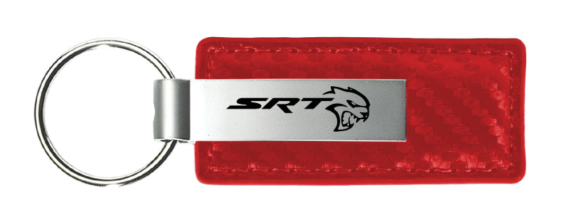 Dodge SRT Hellcat Carbon Fiber Leather Key Fob - Red