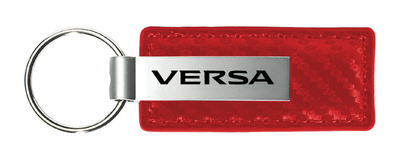 Nissan Versa Carbon Fiber Leather Key Fob - Red