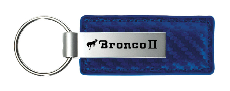 Ford Bronco II Carbon Fiber Leather Key Fob - Blue