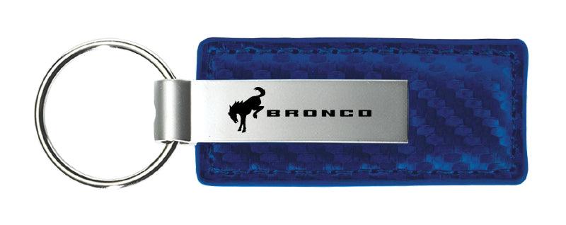 Ford Bronco 2020 Carbon Fiber Leather Key Fob - Blue