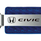 Honda Civic Carbon Fiber Leather Key Fob - Blue