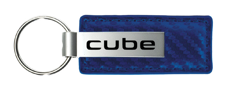 Nissan Cube Carbon Fiber Leather Key Fob - Blue