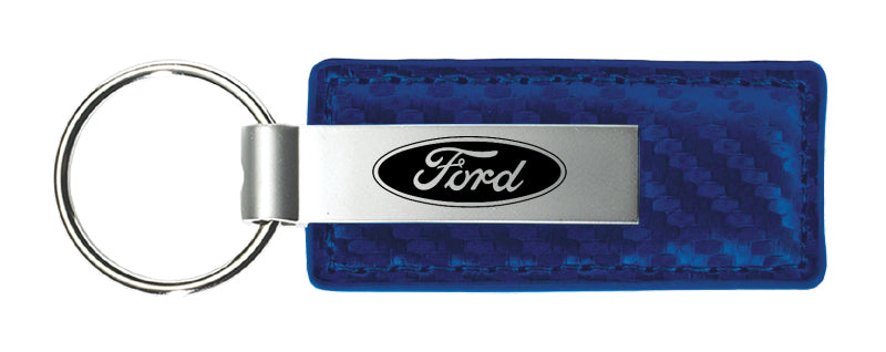 Ford Carbon Fiber Leather Key Fob - Blue