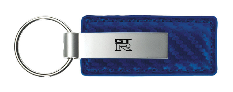 Nissan GTR Carbon Fiber Leather Key Fob - Blue