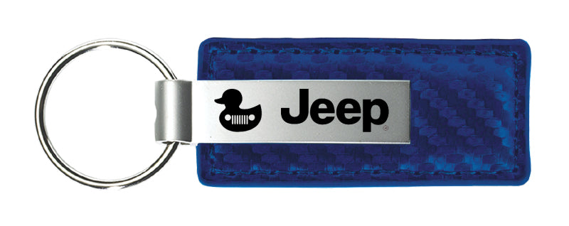 Jeep Duck Carbon Fiber Leather Key Fob - Blue