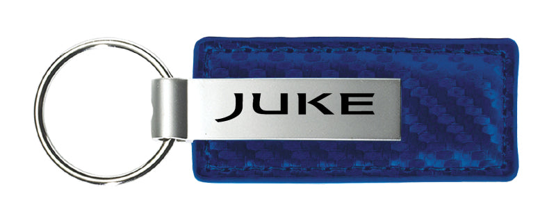 Nissan Juke Carbon Fiber Leather Key Fob - Blue