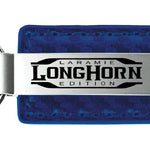 Ram Longhorn Laramie Carbon Fiber Leather Key Fob - Blue