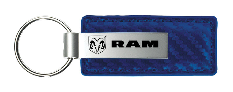 Ram Carbon Fiber Leather Key Fob - Blue