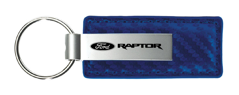 Ford Raptor Carbon Fiber Leather Key Fob - Blue