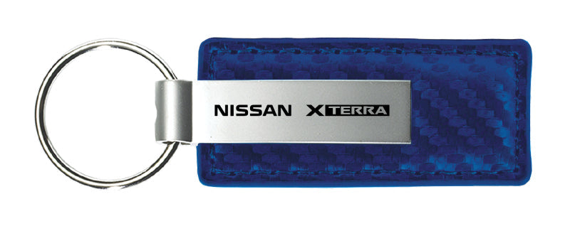 Nissan Xterra Carbon Fiber Leather Key Fob - Blue