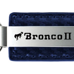 Ford Bronco II Carbon Fiber Leather Key Fob - Navy