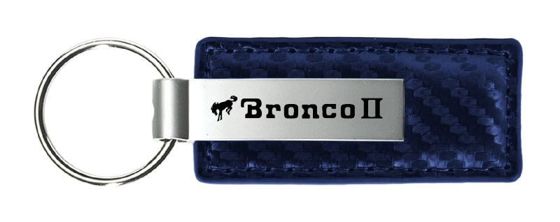 Ford Bronco II Carbon Fiber Leather Key Fob - Navy