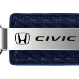 Honda Civic Carbon Fiber Leather Key Fob - Navy