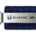 Honda Civic SI Carbon Fiber Leather Key Fob - Navy