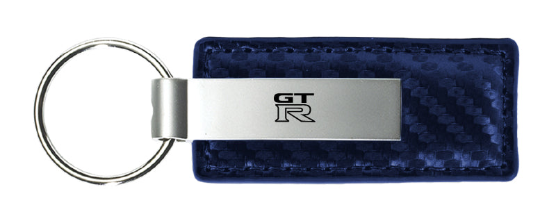 Nissan GTR Carbon Fiber Leather Key Fob - Navy