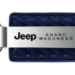 Jeep Grand Wagoneer Carbon Fiber Leather Key Fob - Navy