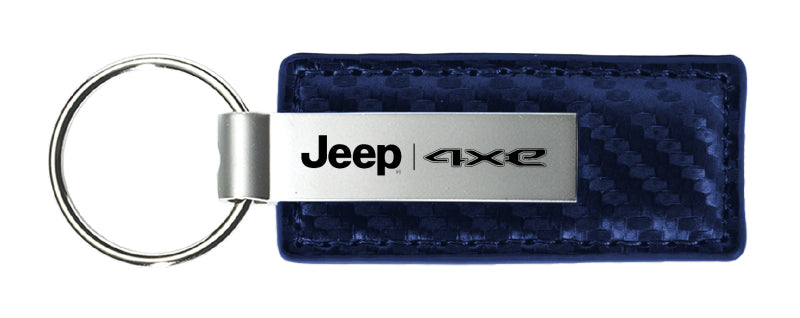 Jeep 4xe Carbon Fiber Leather Key Fob - Navy