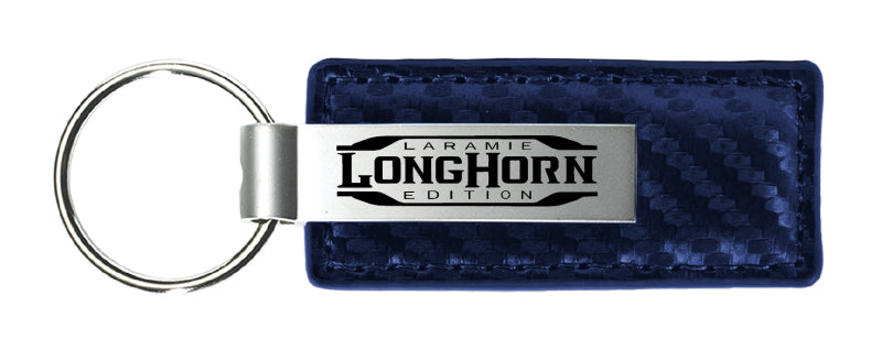 Ram Longhorn Laramie Carbon Fiber Leather Key Fob - Navy