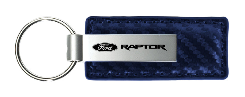 Ford Raptor Carbon Fiber Leather Key Fob - Navy