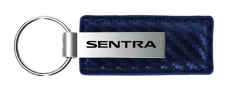 Nissan Sentra Carbon Fiber Leather Key Fob - Navy