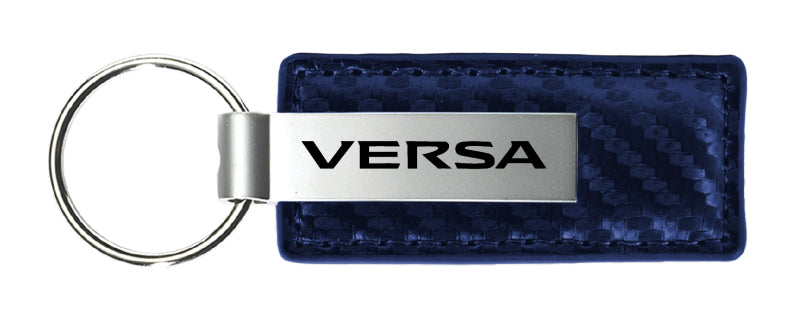 Nissan Versa Carbon Fiber Leather Key Fob - Navy