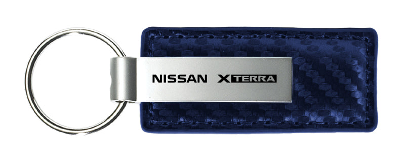 Nissan Xterra Carbon Fiber Leather Key Fob - Navy