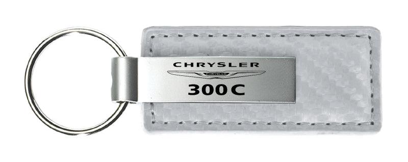 Chrysler 300C Carbon Fiber Leather Key Fob - White