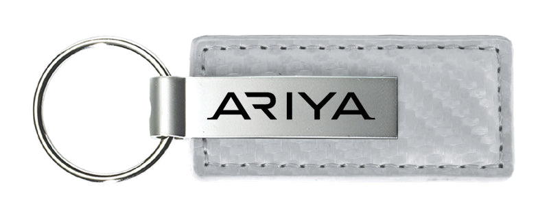 Nissan Ariya Carbon Fiber Leather Key Fob - White